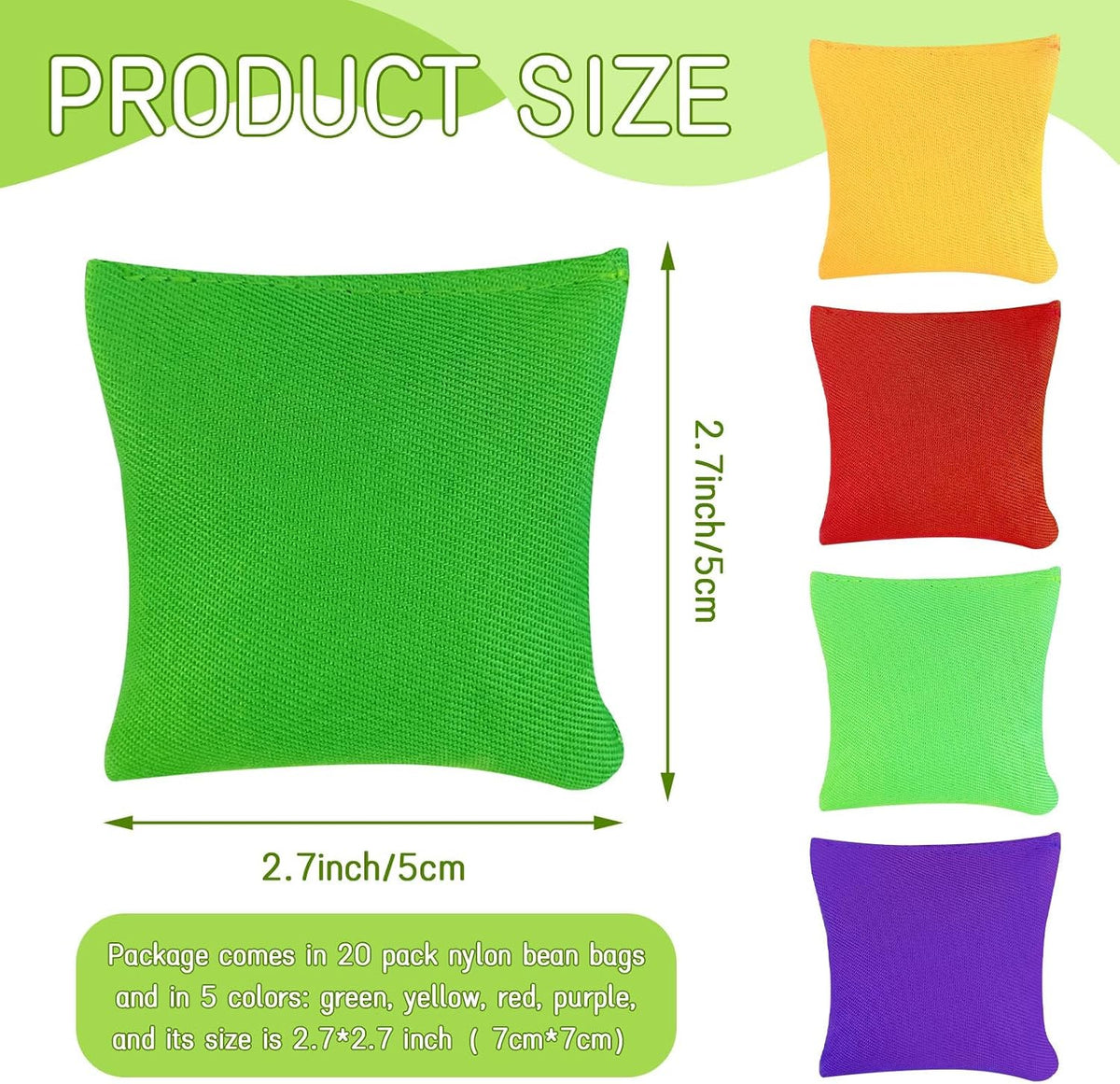 Small Colorful Nylon Bean Bags for Hand Toss Games - 2.7in-20 Pcs - image 3