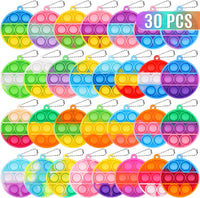 PICcircuit 30 pack mini pop fidget keychains in multicolor shapes for party favors