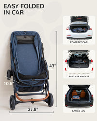 Dog Stroller for Large & Medium Dogs, for 2 Small Dogs – Essentials for Dogs - Navy Blue - image 4