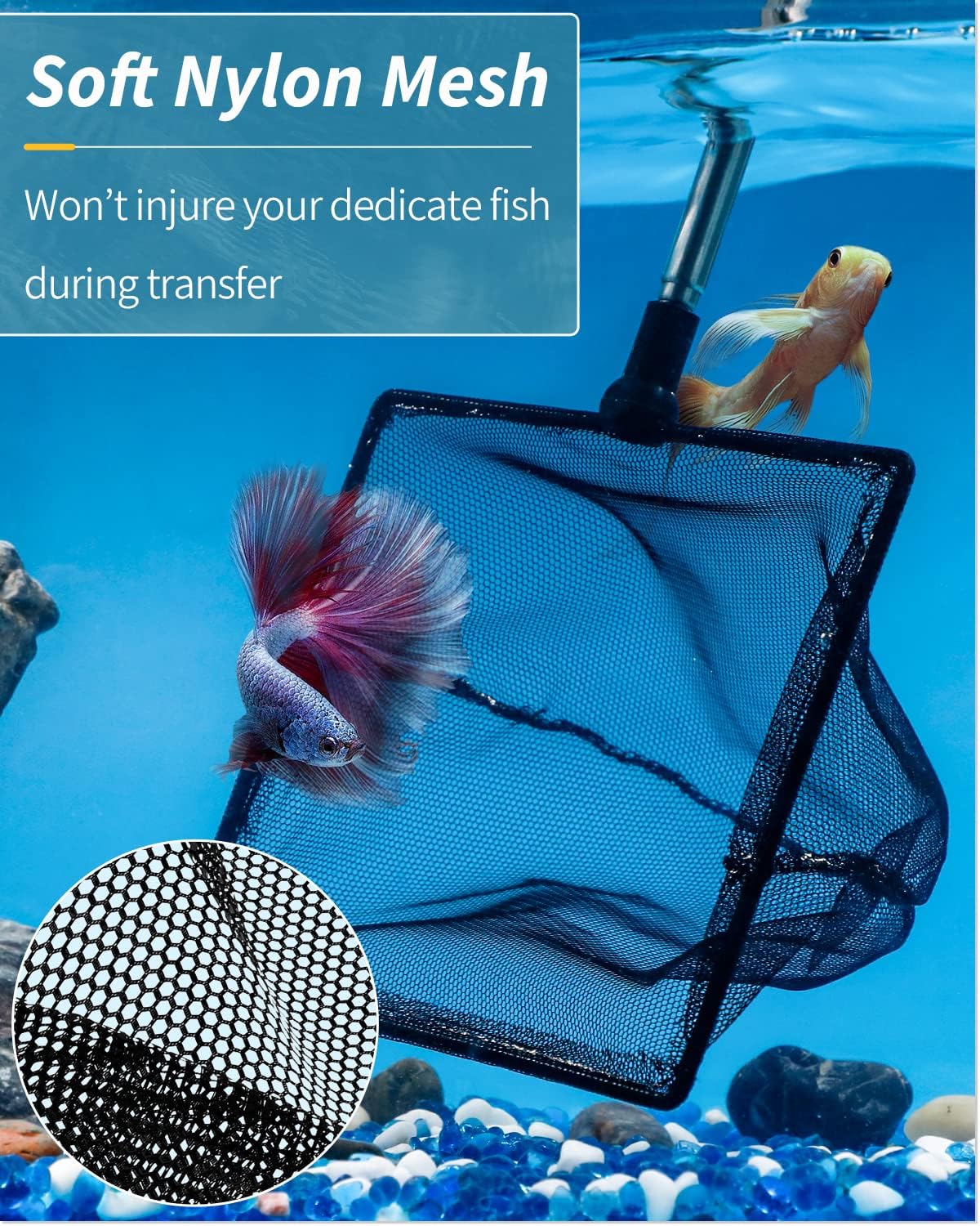 Pawfly Aquarium Fish Net with Extendable 9-24 Inch Long Handle - 6 Inch - image 2