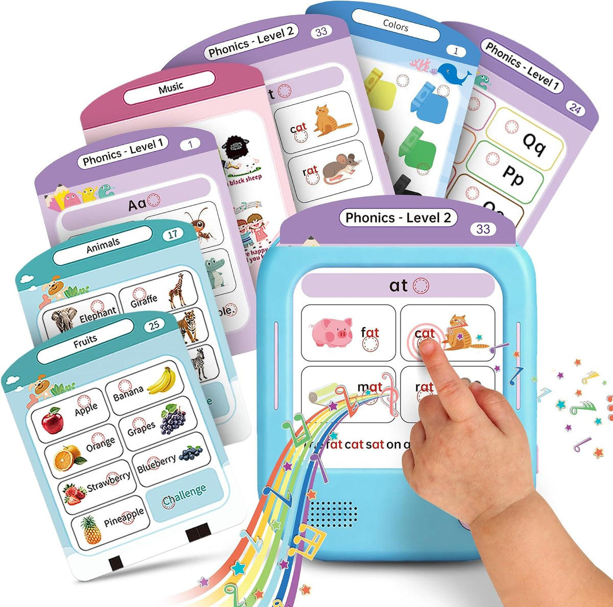 QuTZ Phonics Learning Toy for Preschool Kids - Blue / Max 800 Words + Phonics + Math