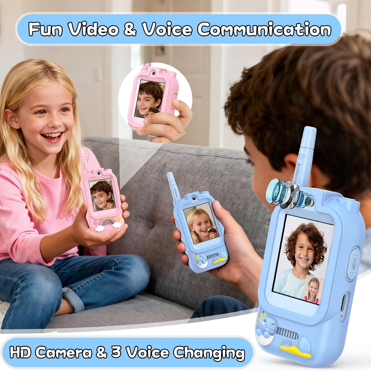 Video Walkie Talkies for Kids - Dark Pink+Dark Blue - image 2