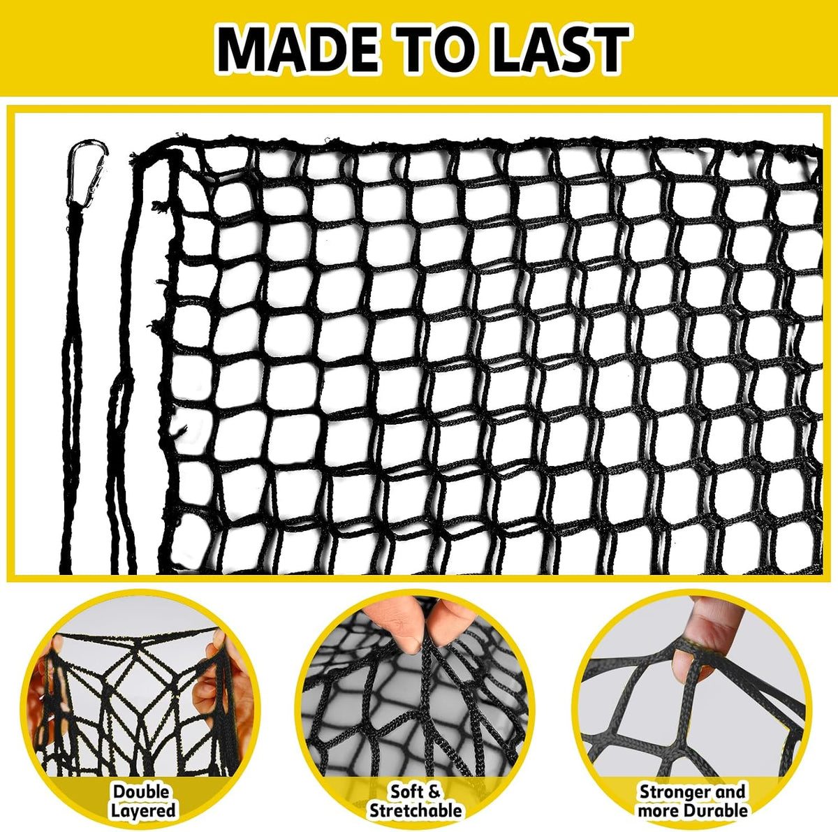 Climbing Net for Kids - 9.9FT x 9.9FT Double Layers Heavy Duty Playground Safety Net, Climbing - Black / 6.6' x 9.9' - image 4