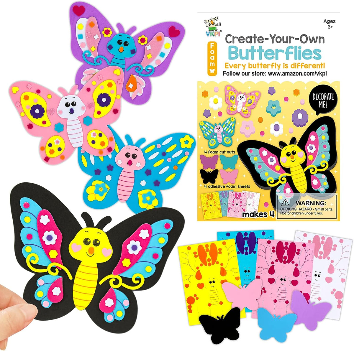 VKPI 4 Butterflies Foam Art Crafts Gift Kit - New Butterflies