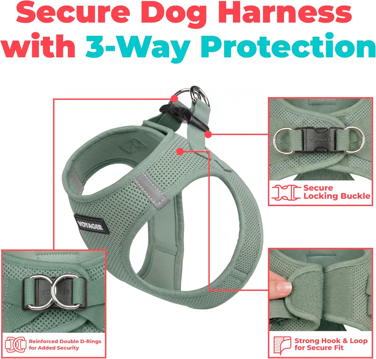 Voyager Step-in Air Dog Vest Harness - Moss Green / M (Chest: 16 - 18") - image 2