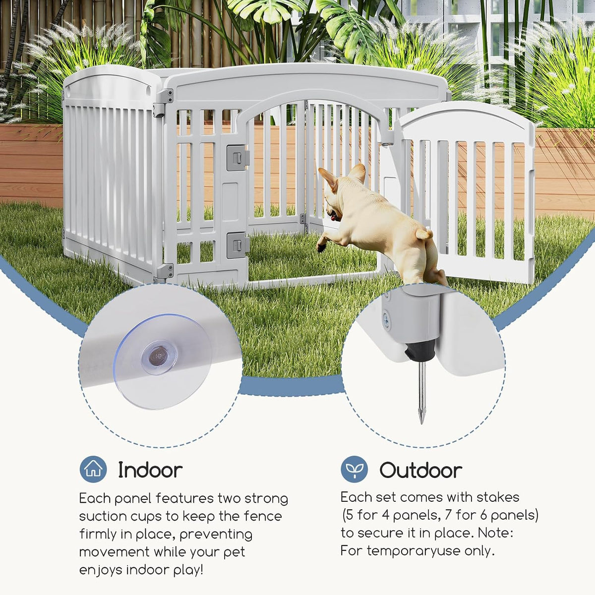 DUMOS Plastic Dog Playpen - White / 4 Panel / 24IN - image 3