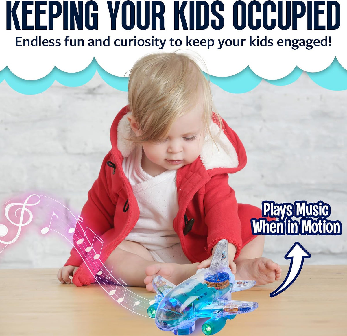 Playbees Light-Up Transparent Car - Bump & Go Airplane - image 4