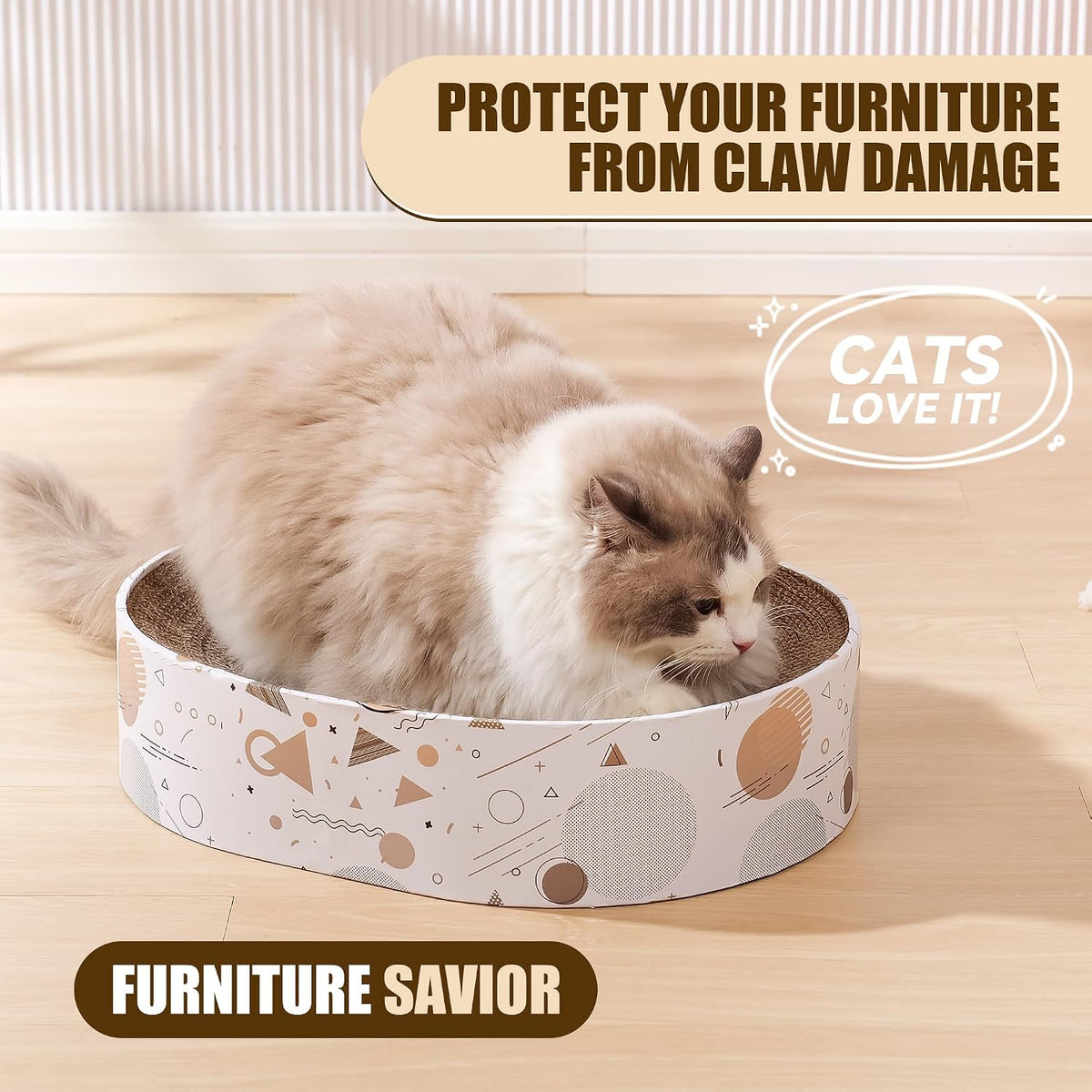 Oval Sturdy Cat Scratching Cardboard Pad Breathable Cat Scratch Pad - Oval Cat Scratcher - image 2