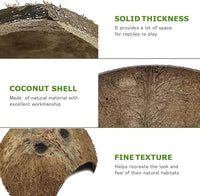 Hamiledyi Reptile Hideouts Natural Coconut Shells Hut Hermit Crab Climbing Toys Gecko Hide Cave Lizard Habitat Decor Plant Leaves Decoration for Spider Snake Chameleon (4Pcs)