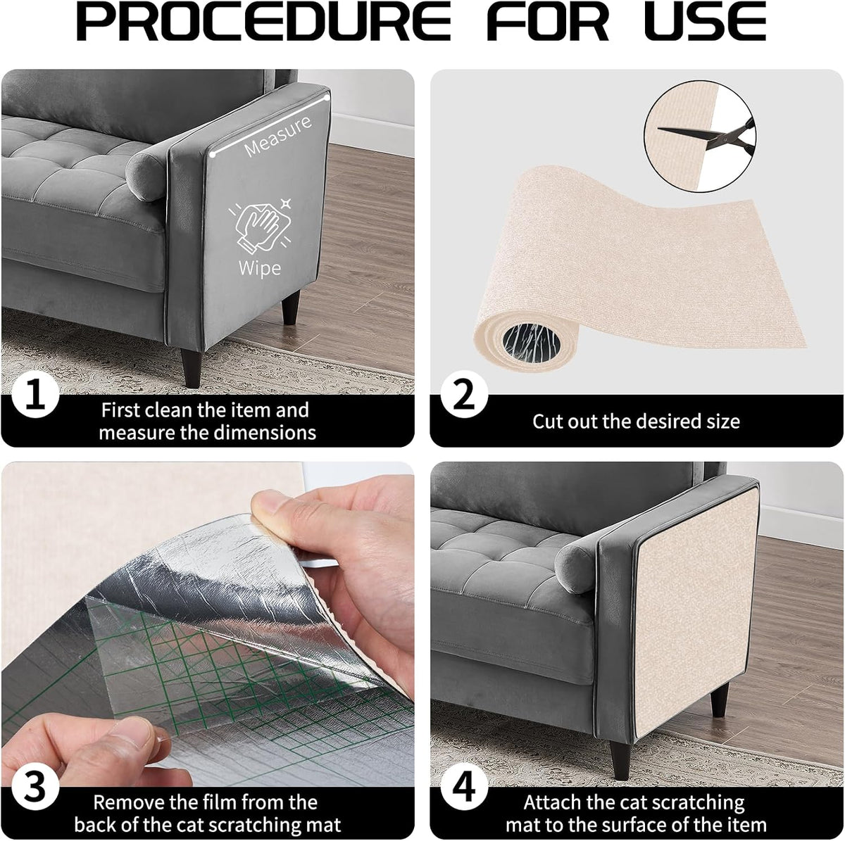 2 Pcs Self-Adhesive Cat Scratch Mat - Beige - image 3
