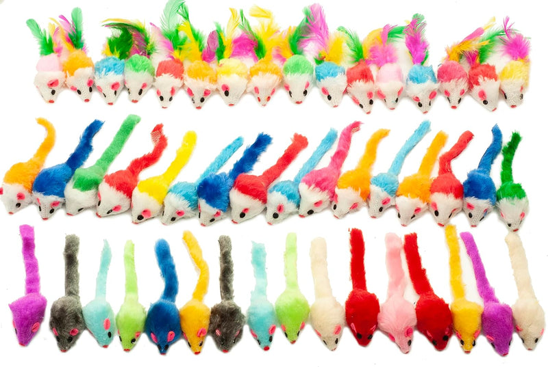 Fashion's Talk 48-Count Assorted Mice Cat Toys Furry Rattle Mouse - Assorted Color 48 count Rattle Mice