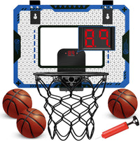 Indoor Basketball Hoop with Electronic Scoreboard & Balls for Kids - Indoor Basketball Hoop-blue