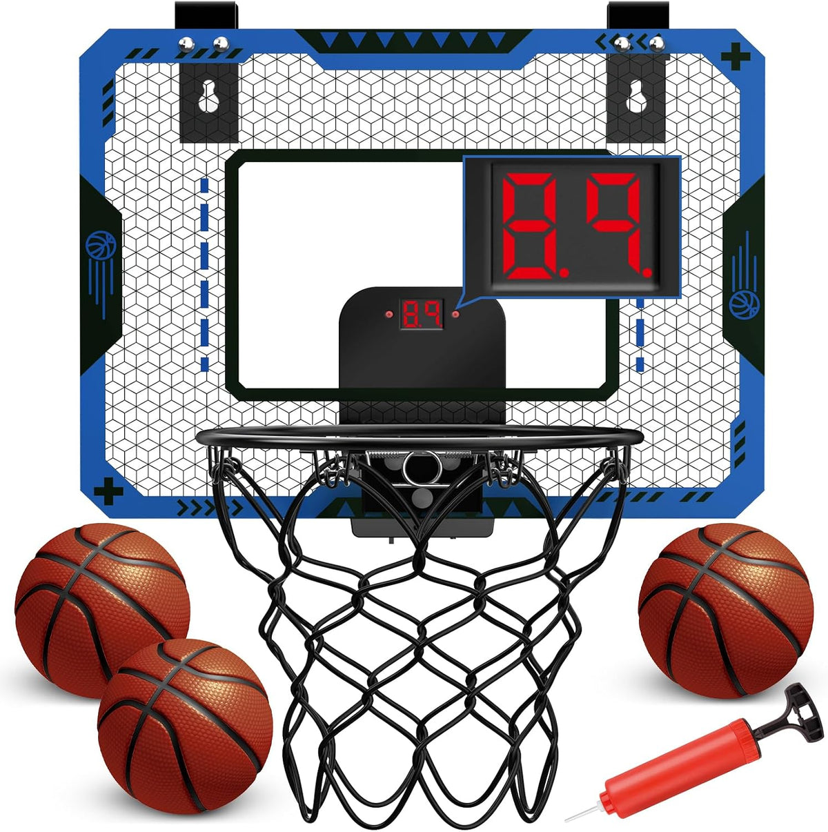 Indoor Basketball Hoop with Electronic Scoreboard & Balls for Kids - Indoor Basketball Hoop-blue