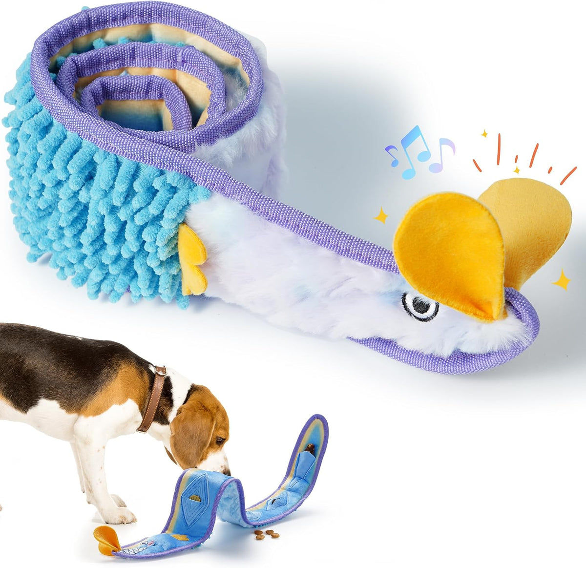 Nocciola EEL Squeaky Dog Toy - No Stuffing Blue Eel