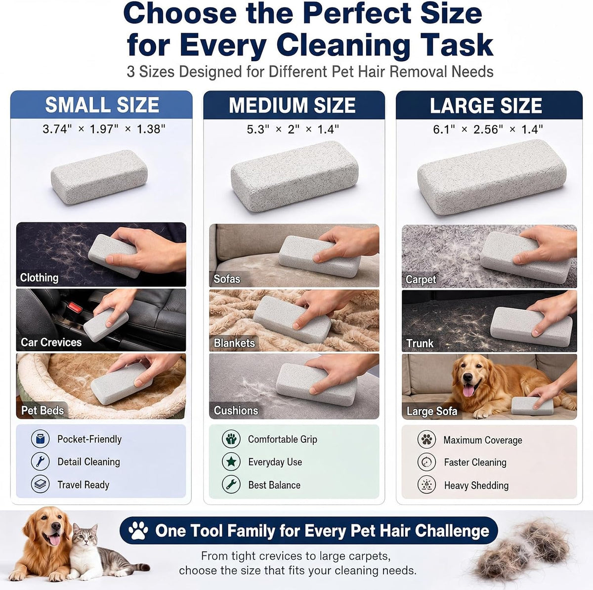 Abbylike 6 Pcs Pet Hair Remover Stone - 3 / Gray / 6.1 x 2.56 x 1.4 Inch - image 4