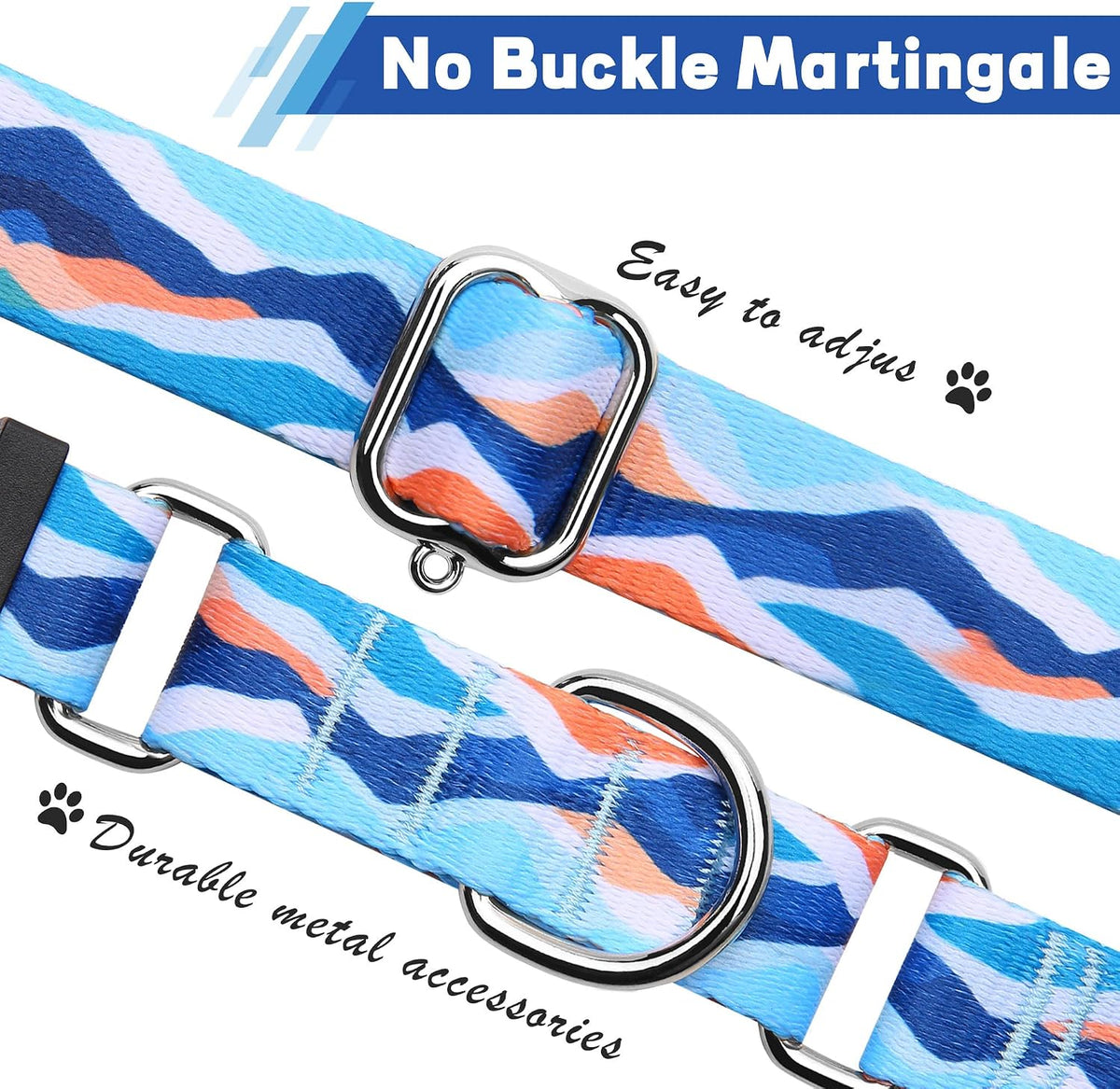 Hikiko Martingale Dog Collar Without Buckle - Blue Mountain / Large - image 2