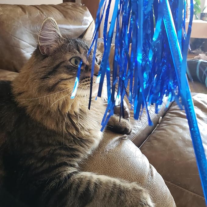 ADUCK Interactive Cat Teaser Wand Toy with Tassels - Durable Cat Chaser for Indoor Kitten Exercise, Boredom Relief & Training Play, Pack of 3 (Gold, Blue, Pink)