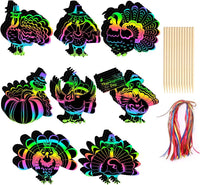 AUGSUN fall rainbow scratch art bookmarks with pumpkin and leaf designs - view 8