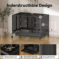 48 Inch Heavy Duty Dog Crate with Wheels - 47.2"L x 28.9"W x 30.9"H - image 4