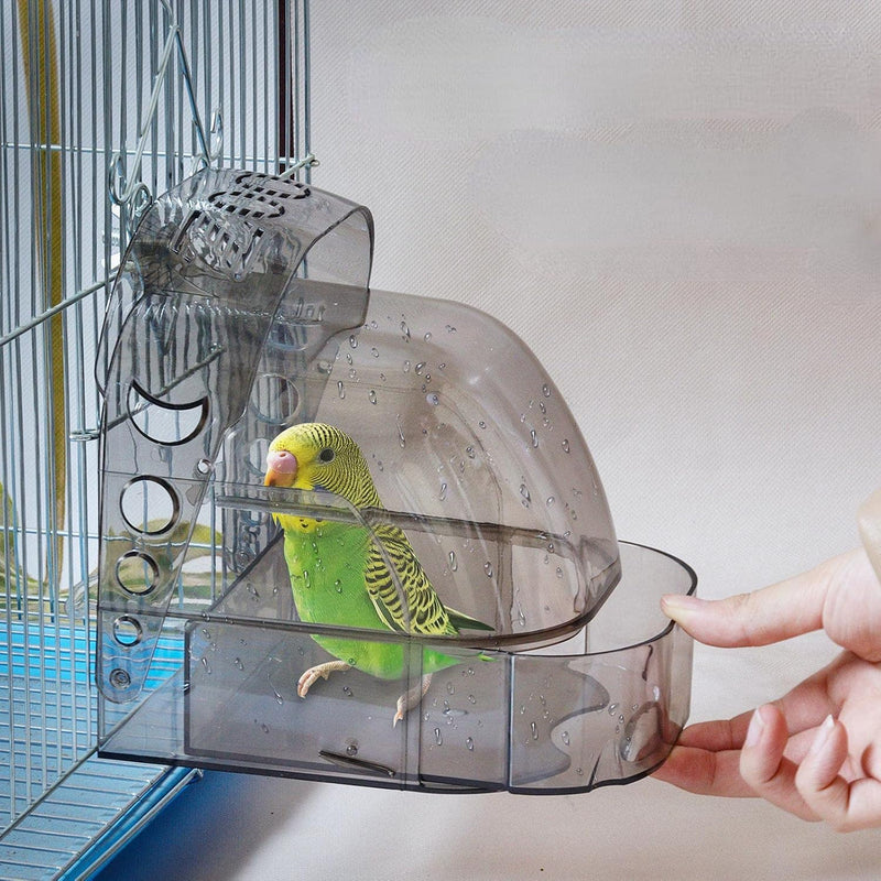 Bird Bath Cage, Cleaning Pet Supplies Cockatiel Bird Clear Bathtub with Bottom Drawer for Little