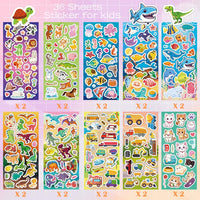 KARSLORA cute stickers for kids, 36 sheets of animal, fruit and dinosaur vinyl stickers - view 7
