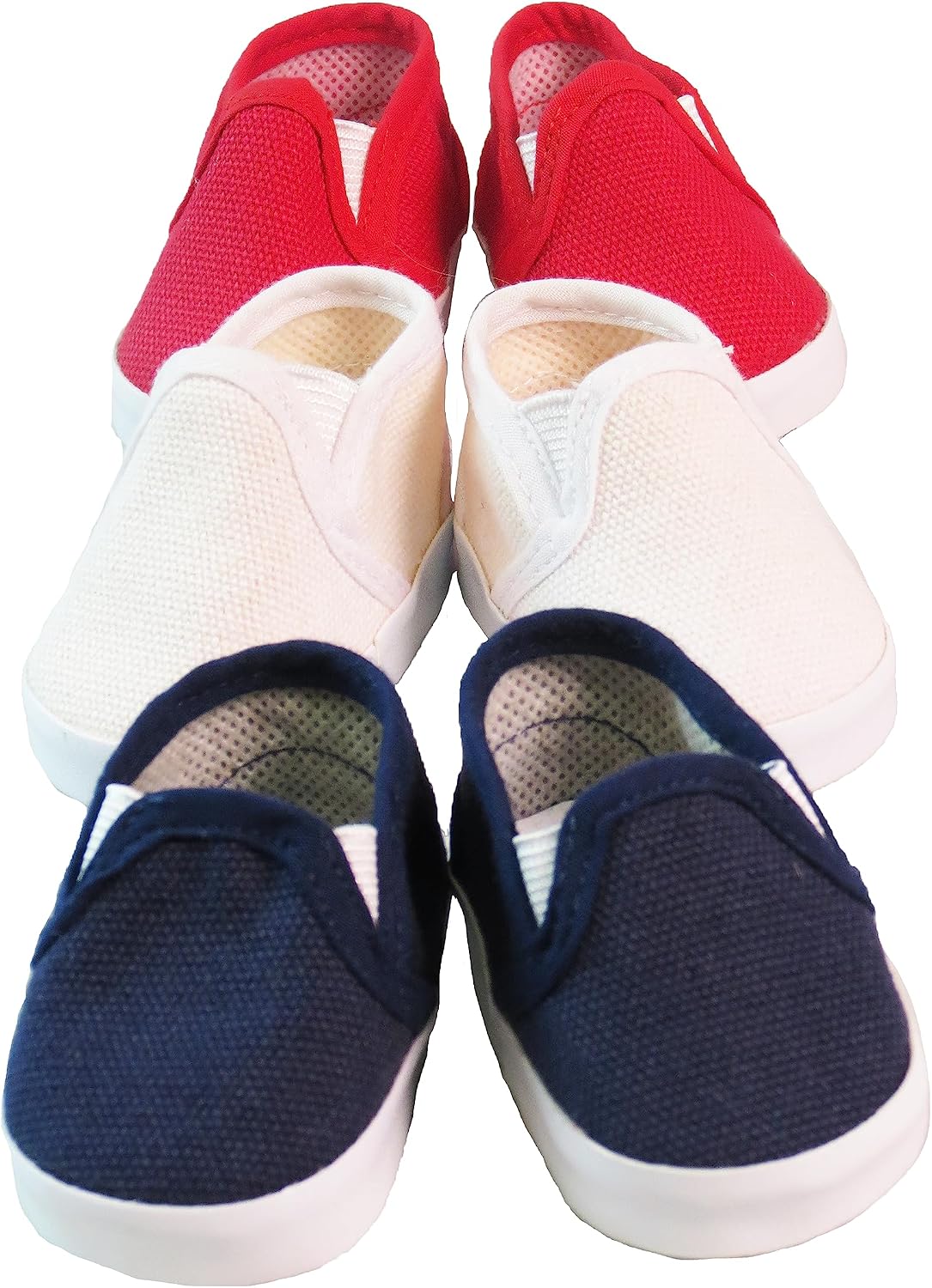 American Fashion World Red White and Blue Canvas Slip-Ons for 18-Inch