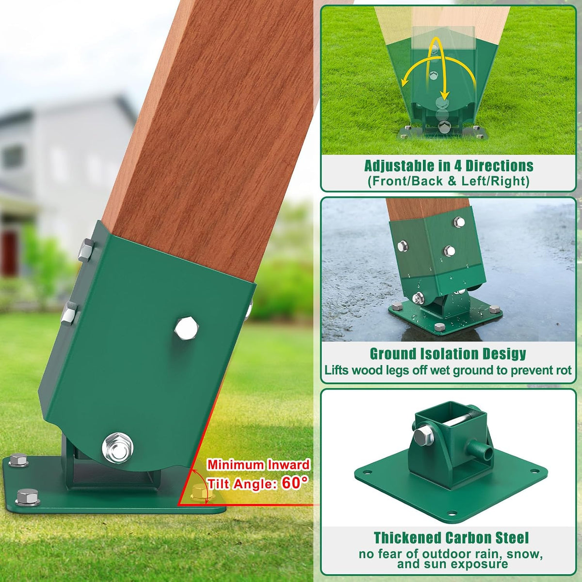 BeneLabel green A-frame middle swing set bracket made of powder coated steel - view 37