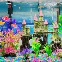 Aquarium Castle Decor, Resin Castle for Fish Tank with Randomly Color Plants Decorations - 【pink】 - image 2