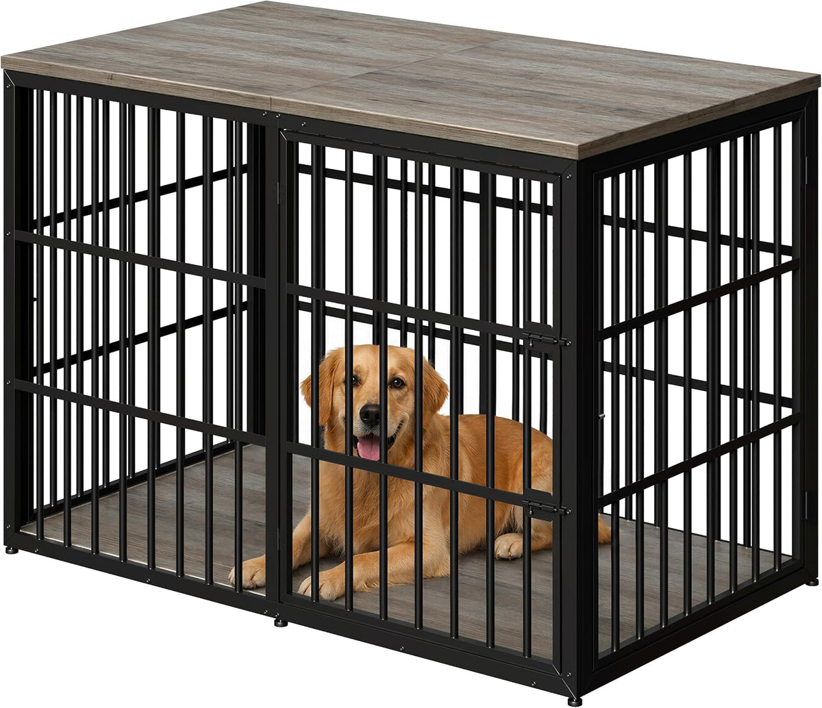 Lyromix 48'' XXL Dog Crate Furniture with 3 Doors for Large Dogs – Essentials for Dogs - Ancient gray / 53.9"L x 31.9"W x 37.2"H