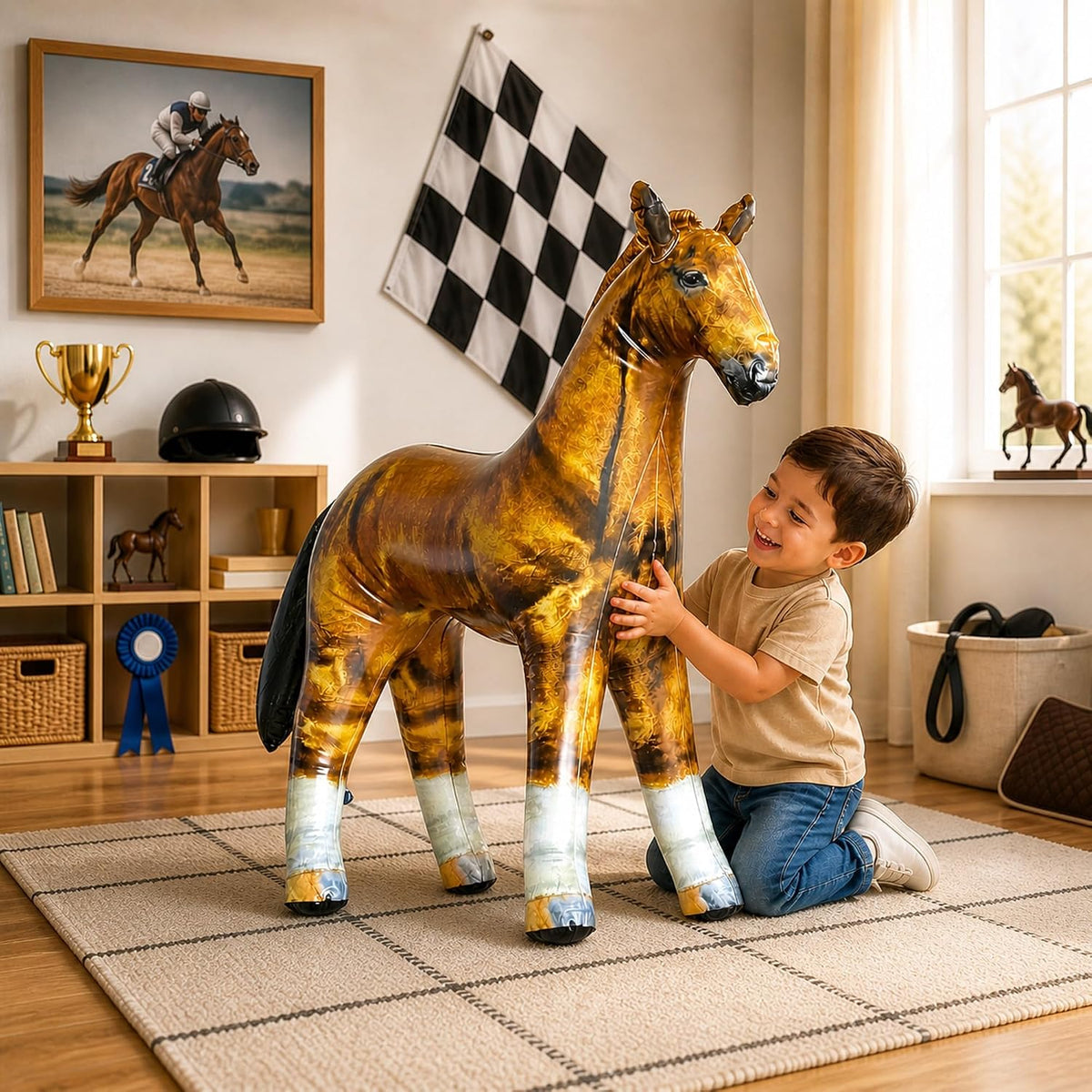 Jet Creations 37" Inflatable Standing Cow - Horse: Golden Brown With Black Tail - image 3