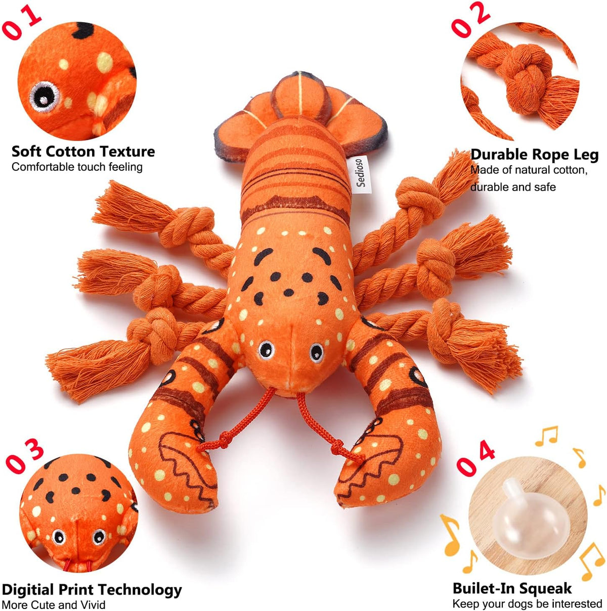 Dog Toy, Large Dog Squeaky Toys - Lobster - image 2