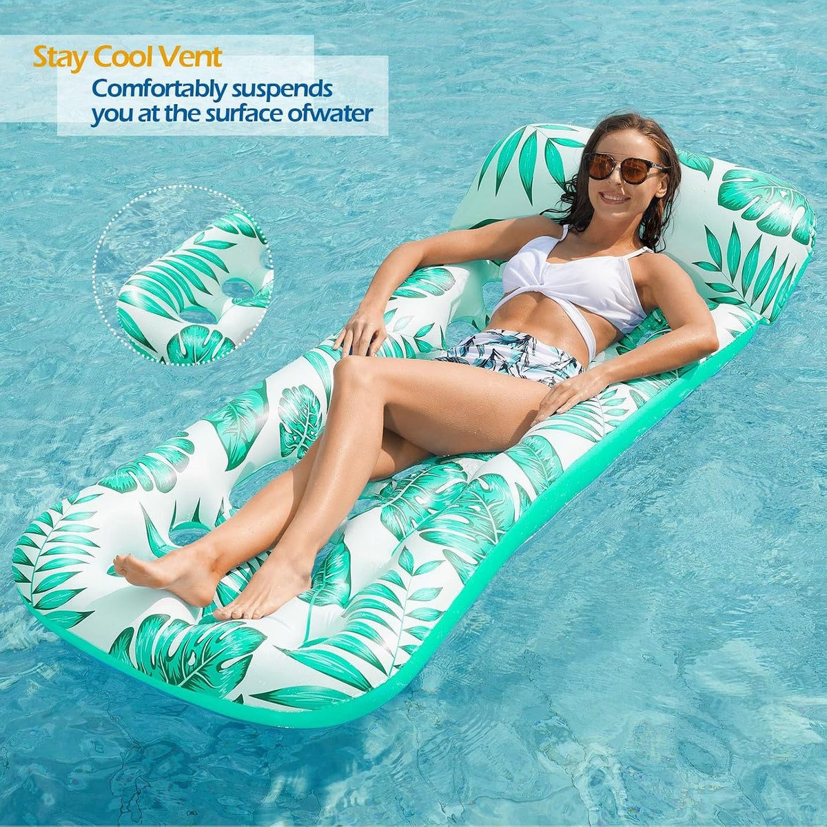 Jasonwell Inflatable Pool Float Lounge - Blue & Green / 2 - image 3