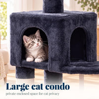Hey-brother Cat Tree, Multi-Level Sisal Covered Scratching Posts - Smoky Gray / 60.6 Inches - image 4