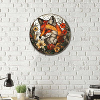 Lygond Metal Sign Tin Sign Circular Stained Glass Fox Garden Sign for Garage 12×12 Inches