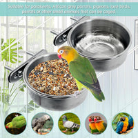 PINVNBY Parrot Feeding Cups Birds Food Dish Stainless Steel Parrot - Double screw / S - image 4