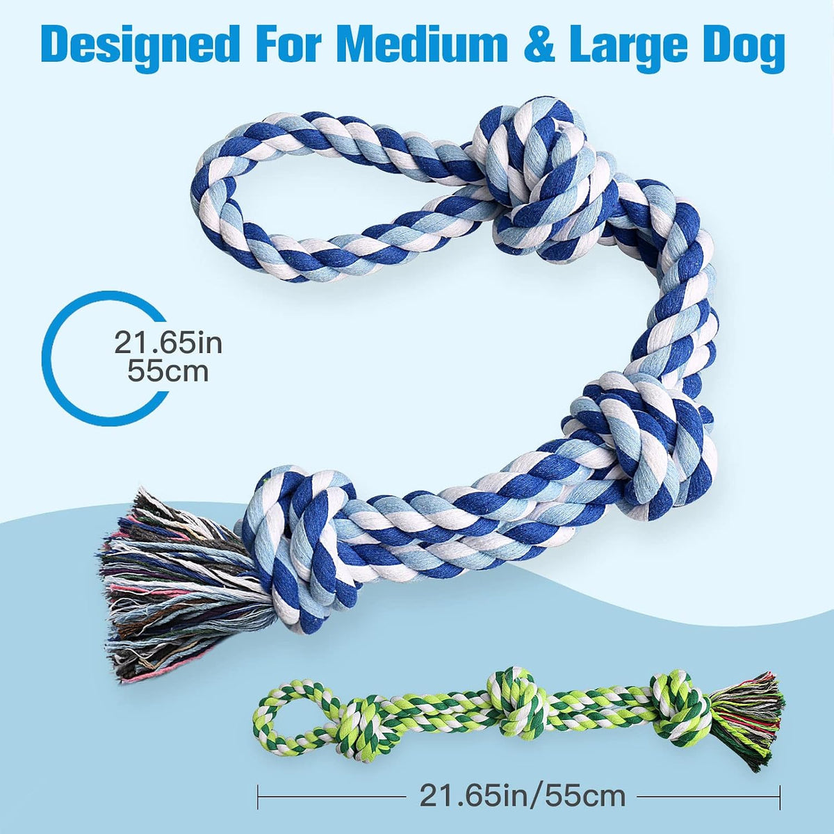 UPSKY 2 Pack Dog Rope Toys - B-Blue&Green - image 2