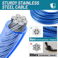 Dog Runner for Yard, Heavy Duty 100FT Dog Runs for Outside with 10FT Tie Out Cable, Trolley System - 100ft run cable+10ft tie out cable / Dark Blue - image 3