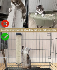 VCEPJH 2 Pcs Cat Scratching Post for Crate Cage Mounted Cat Scratcher Natural Sisal Scratch for Scratching and Climbing Furniture 15x2.7inches (White)