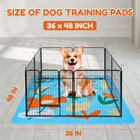 BurgeonNest Washable Pee Pads for Dogs, 2 Pack 36''x48'' Super Absorbent, Leakproof & Non-Slip Reusable Potty Pads for Puppy Playpen, Crate, Whelping Box, Potty Training, Blue