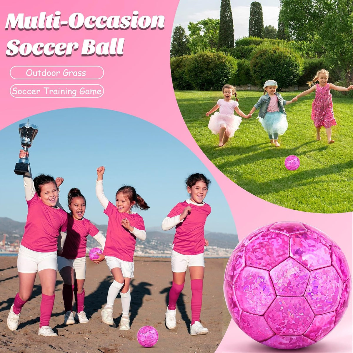 DLUGOPIS sparkling pink size 2 toddler soccer ball for ages 3 to 8 - view 13