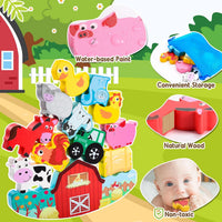IPOURUP Dinosaur Toys for Kids 3-5: Wooden Stacking Montessori Toys - Animal Blocks - image 3