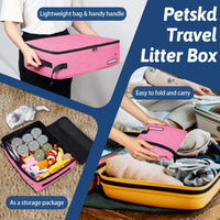 Petskd Portable Cat Travel Litter Box with Lid - Small / Pink - image 4