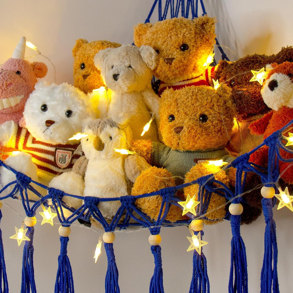 Stuffed Animal Toy Storage Hammock with LED Light - Navy Blue / L (39.5"*39.5"*48") - image 4