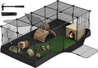 SONGMICS Pet Playpen with Floor, Small Animal Playpen – Essentials for Small Pets - Ink Black / 20 Panels - 48.4"L x 24.8"W x 16.3"H