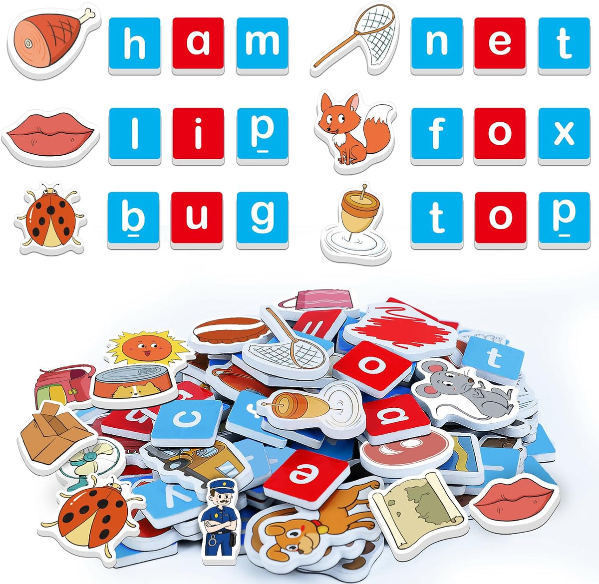 Kasfalci CVC Word Magnets for Toddlers 1-3 - Letters