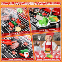 Upgraded Kids Grill Playset, Interactive BBQ Toys - Red Grill - image 4