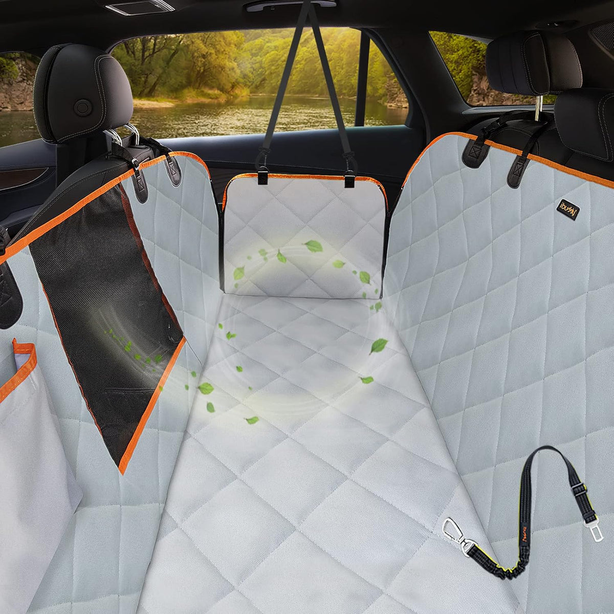 Luxury Dog Car Seat Cover for Back Seat Breathable Mesh Window Dog - Standard / GRAY