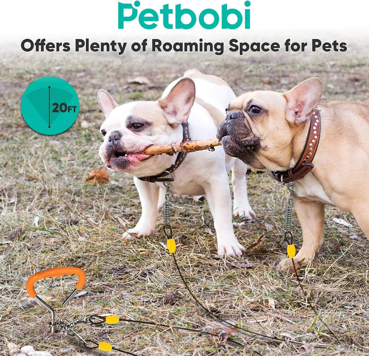 Petbobi Dog Tie Out Cable and Stake - 20 ft (120 lbs) / Black - image 4