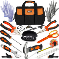 INCLY 24 PCS Kids Real Tool Set with Tool Bag - Orange