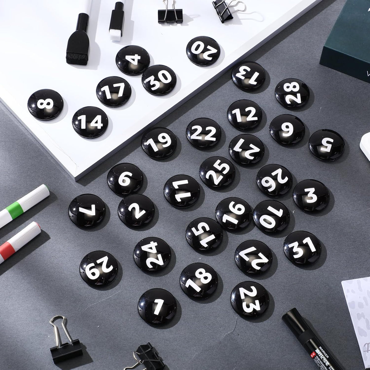 Tellegloww 1-31 magnetic calendar numbers in dark rainbow glass - view 37